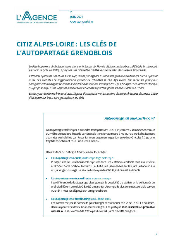 CITIZ ALPES-LOIRE : L’AUTO-PARTAGE GRENOBLOIS