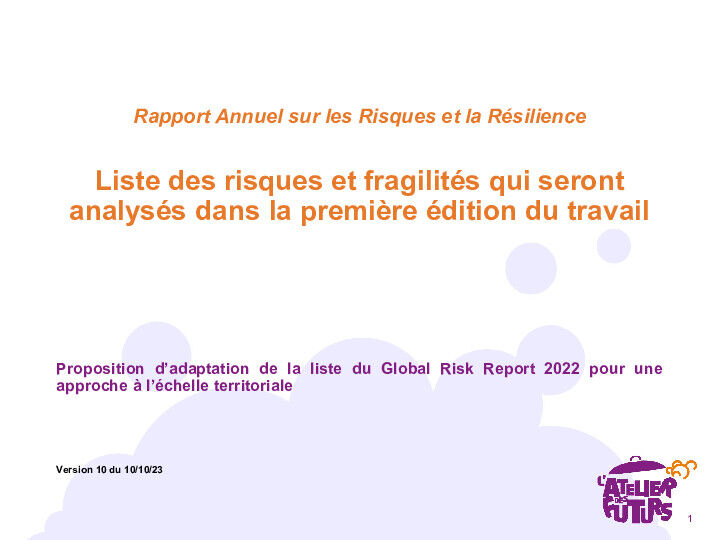 Le RARRe : Rapport annuel sur les risques et la résilience