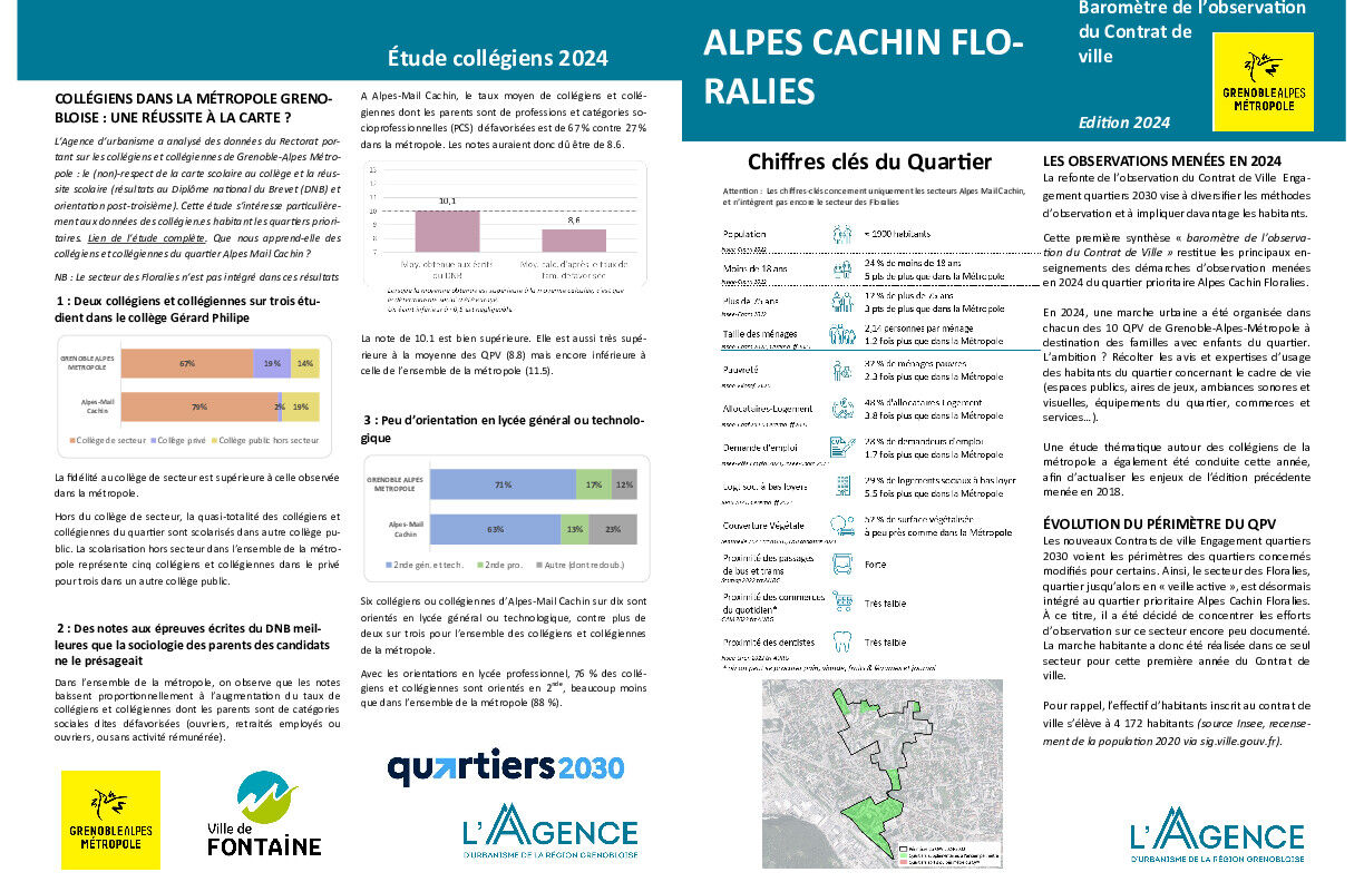 Quartier Alpes Cachin Floralies : Baromètre de l'observation du contrat de ville